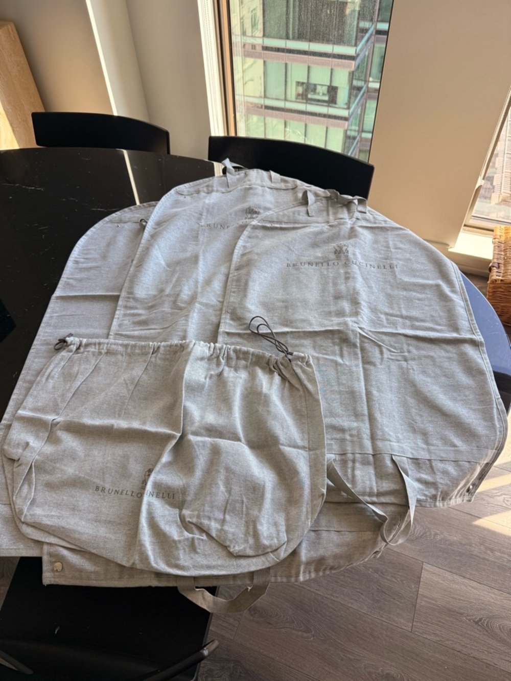 Brunello Cucinelli Light Gray Fabric Garment Bags and Dust Covers